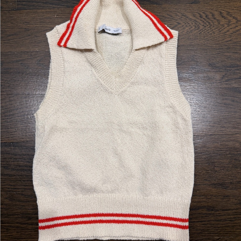 Mango Cream Knit Sweater Vest